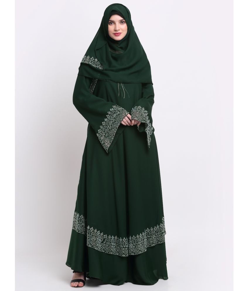     			Klotthe Green Polyester Unstitched Burqas without Hijab - Single