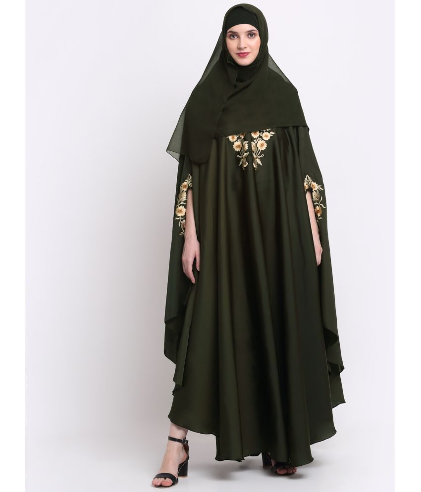     			Klotthe Green Polyester Unstitched Burqas without Hijab - Single