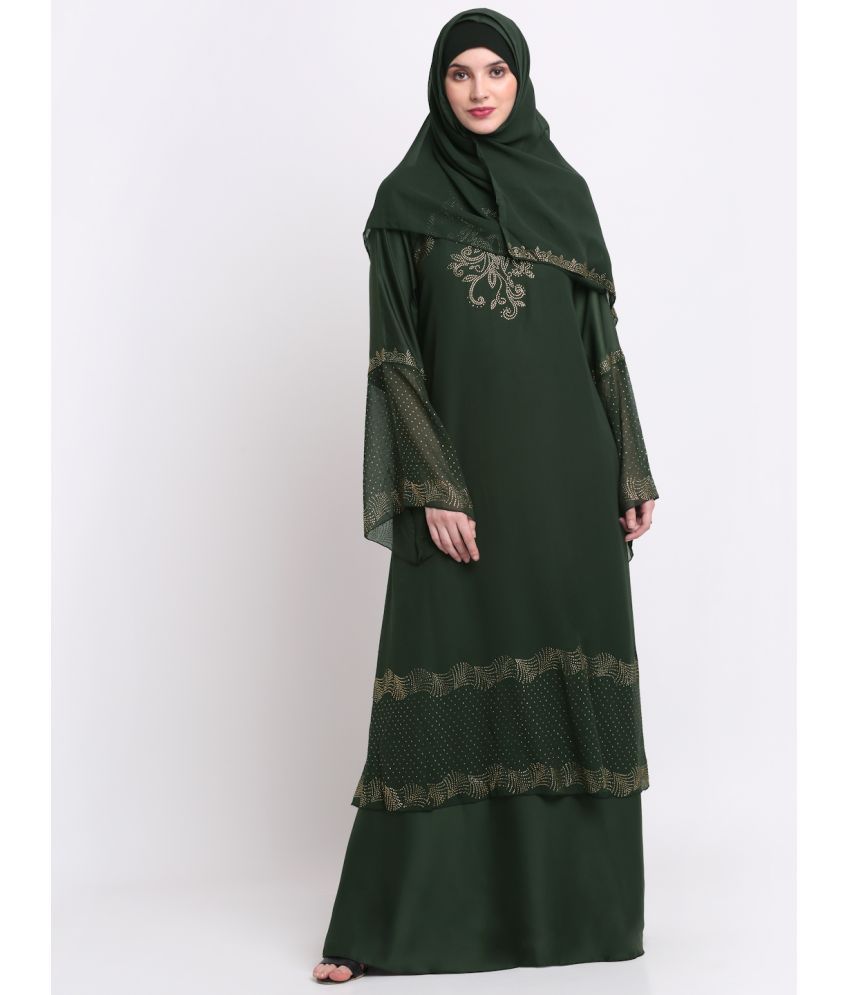     			Klotthe Green Polyester Unstitched Burqas without Hijab - Single