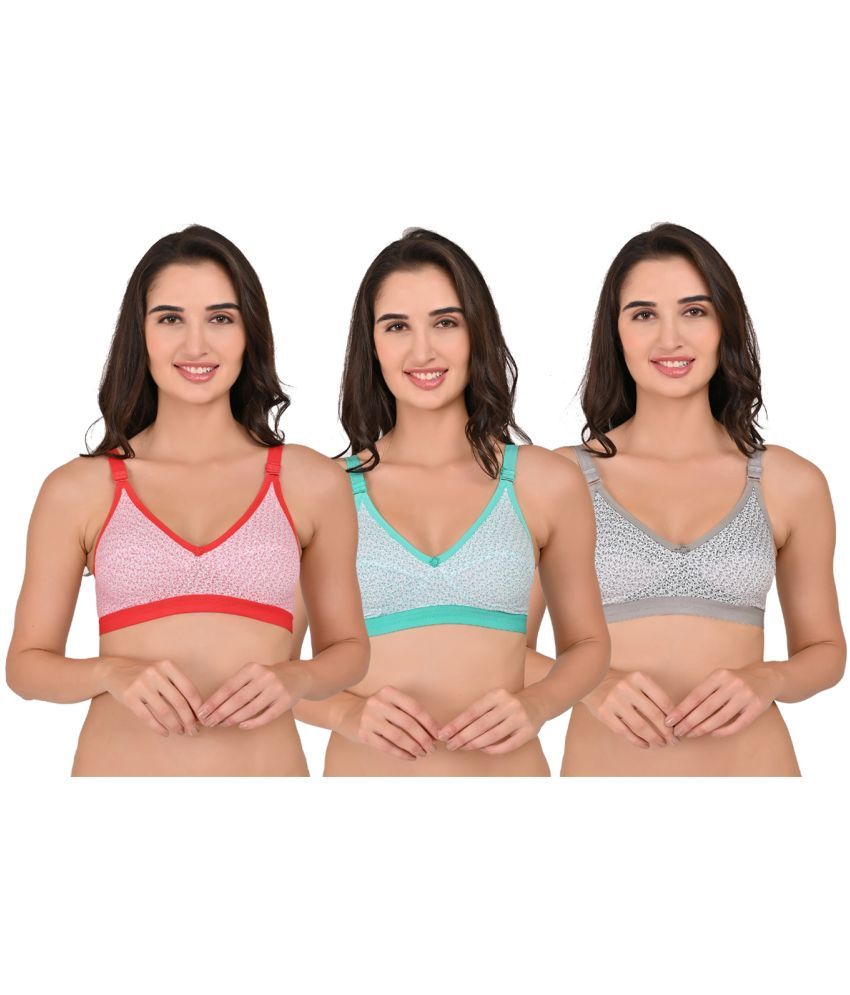     			Piylu Pack of 3 Cotton Blend Women's Everyday Bra ( Multicolor ) ComfortBlend Multicolor Full Coverage Bra