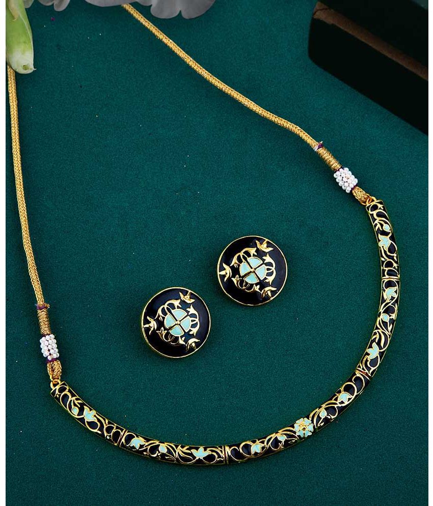     			Voylla Gold Brass Necklace Set ( Pack of 1 )