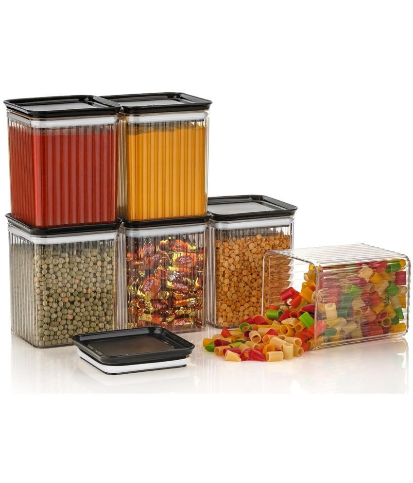     			analog kichenware Dal/Pasta/Grocery PET Black Dal Container ( Set of 6 )