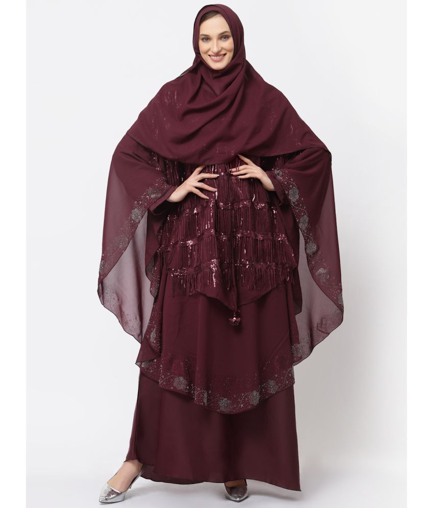     			Klotthe Maroon Polyester Unstitched Burqas without Hijab - Single