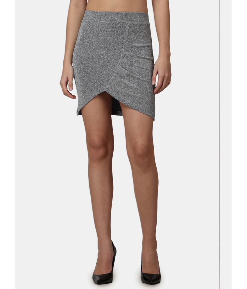     			POPWINGS Grey Polyester Women's Straight Skirt ( Pack of 1 )