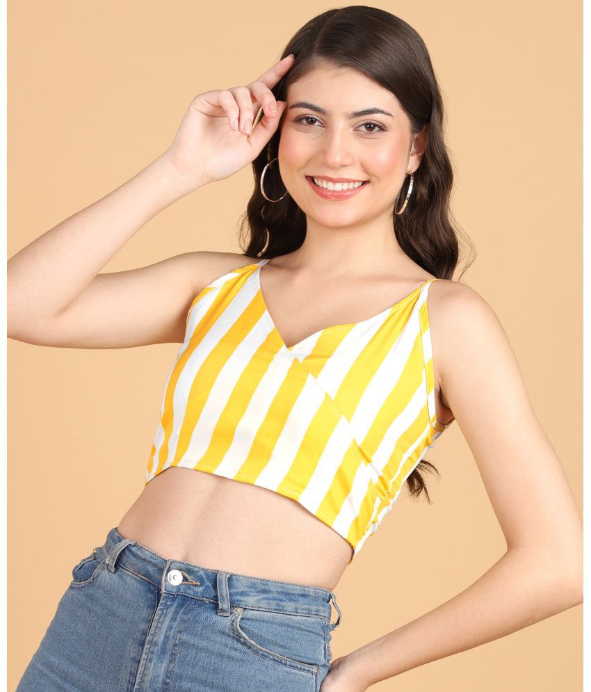     			POPWINGS Yellow Polyester Women's Crop Top ( Pack of 1 )