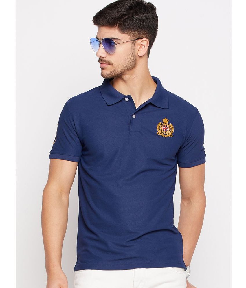     			Riss Polyester Regular Fit Embroidered Half Sleeves Men's Polo T Shirt - Navy ( Pack of 1 )