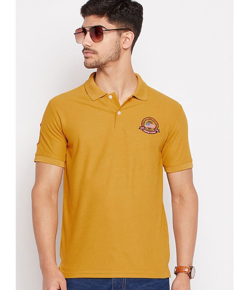     			Riss Polyester Regular Fit Embroidered Half Sleeves Men's Polo T Shirt - Mustard ( Pack of 1 )