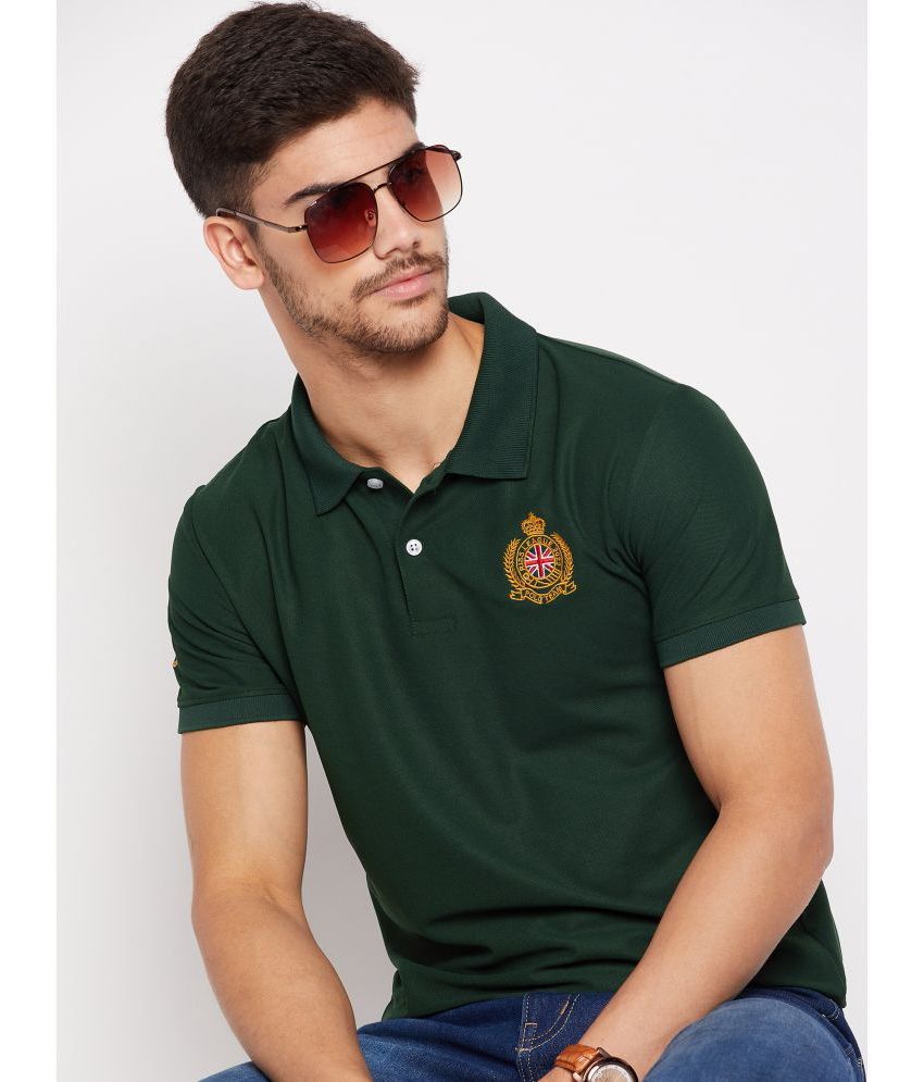     			Riss Polyester Regular Fit Embroidered Half Sleeves Men's Polo T Shirt - Olive ( Pack of 1 )