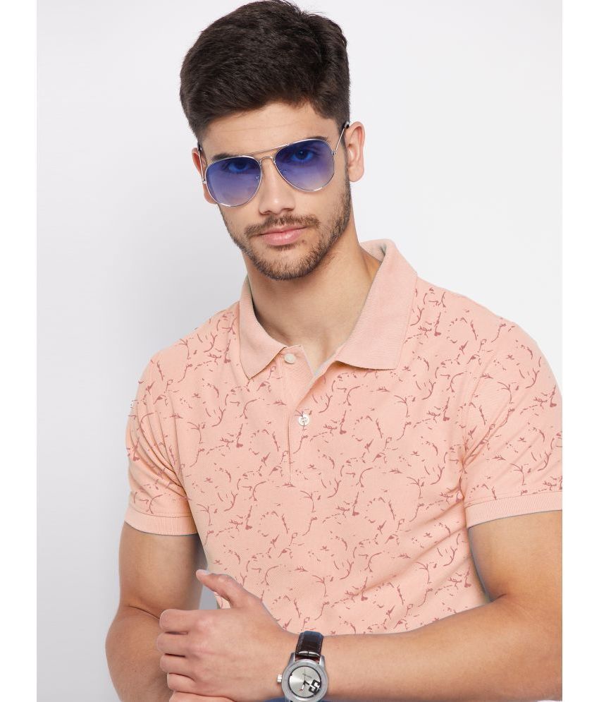     			Riss Polyester Regular Fit Printed Half Sleeves Men's Polo T Shirt - Peach ( Pack of 1 )
