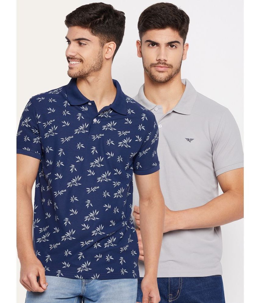     			Riss Polyester Regular Fit Printed Half Sleeves Men's Polo T Shirt - Navy ( Pack of 2 )