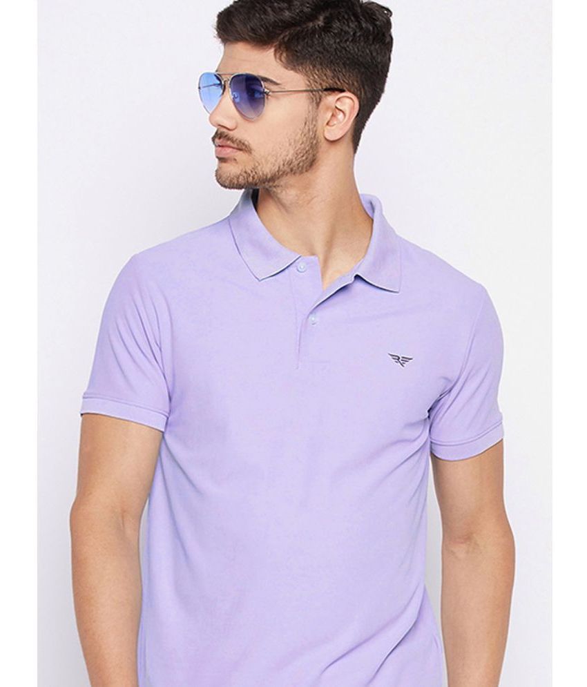     			Riss Polyester Regular Fit Solid Half Sleeves Men's Polo T Shirt - Lavender ( Pack of 1 )