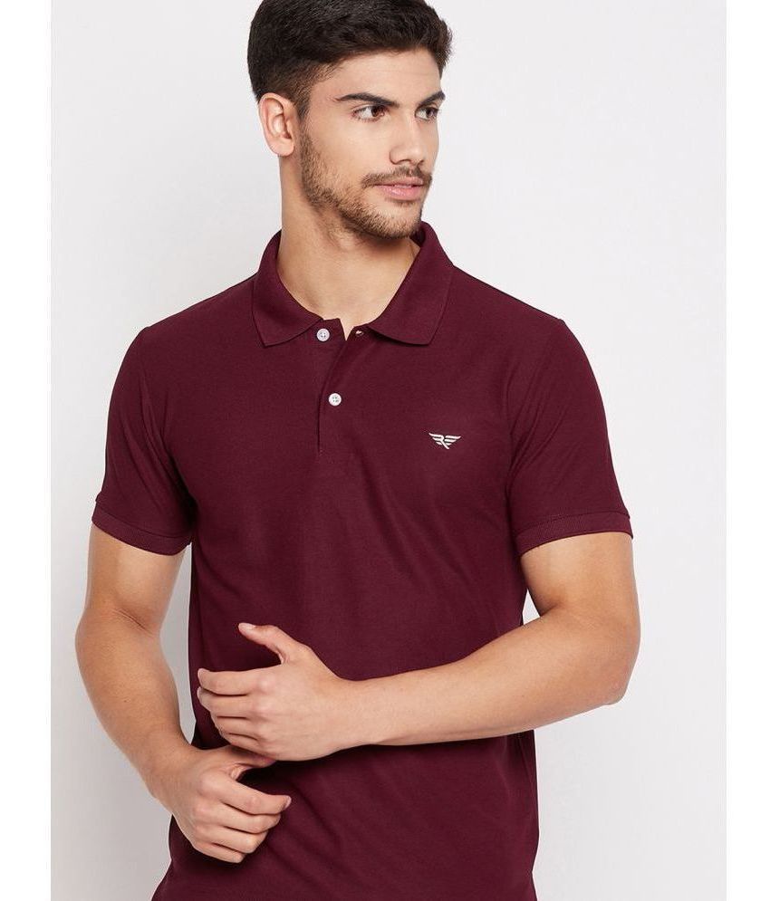     			Riss Polyester Regular Fit Solid Half Sleeves Men's Polo T Shirt - Maroon ( Pack of 1 )