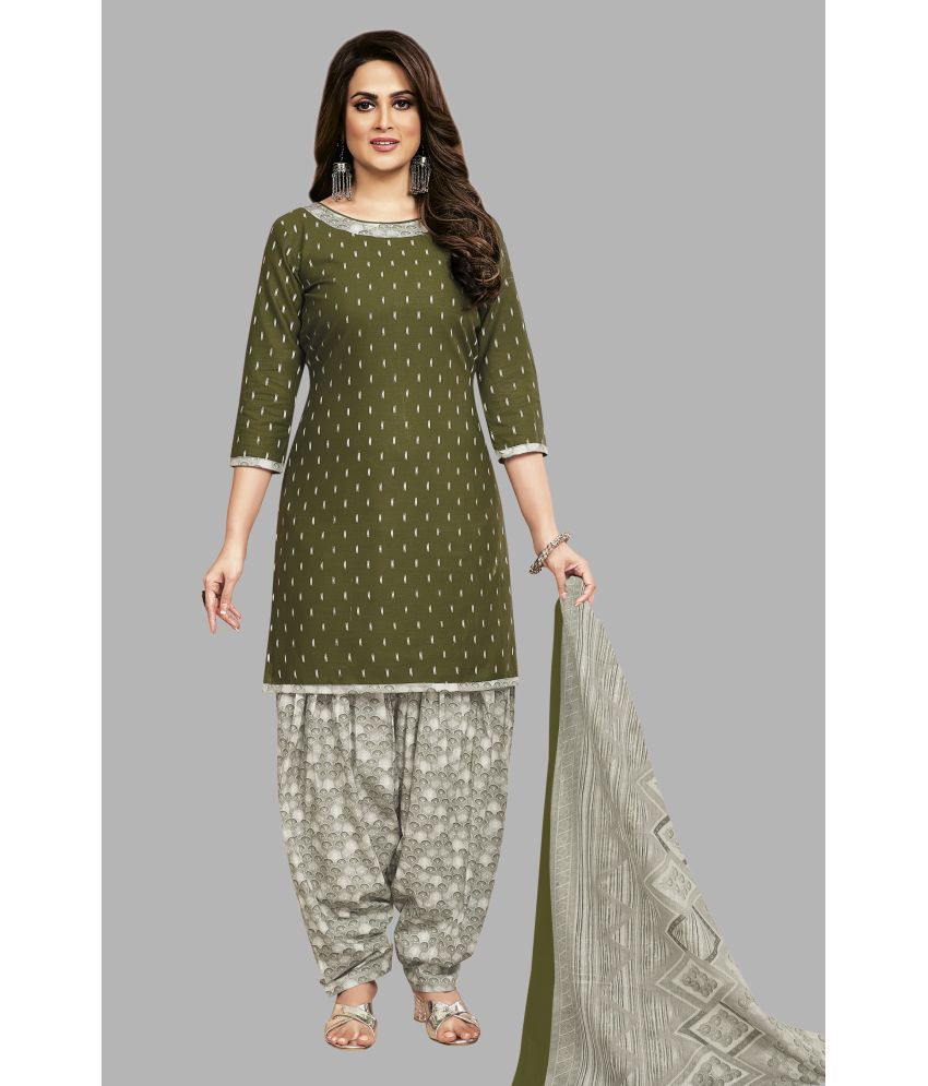     			SIMMU Cotton Printed Kurti With Patiala Women's Stitched Salwar Suit - Green ( Pack of 1 )