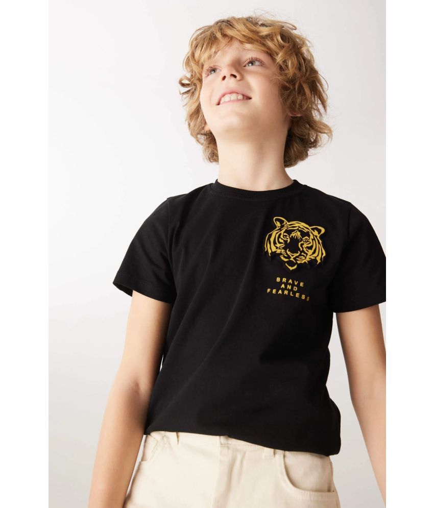     			TIOR Black Cotton Boy's T-Shirt ( Pack of 1 )