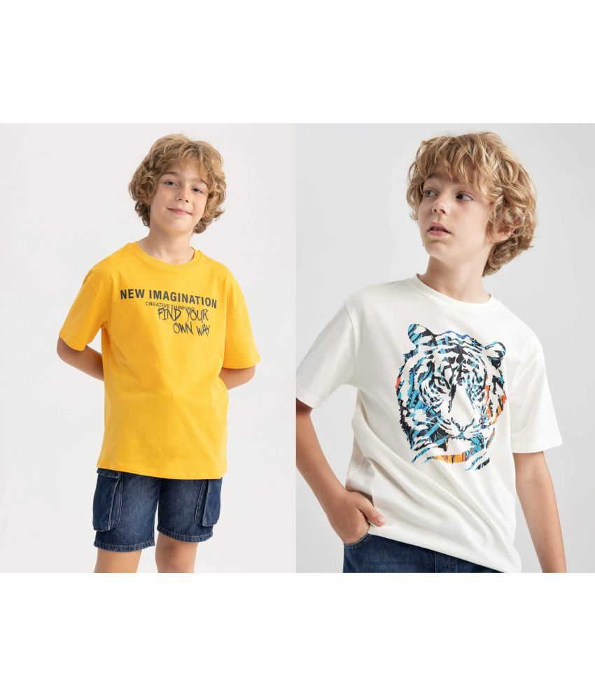     			TIOR White Cotton Boy's T-Shirt ( Pack of 2 )