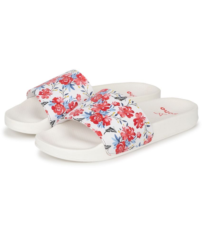     			Yoho White Women's Slide Flip Flop