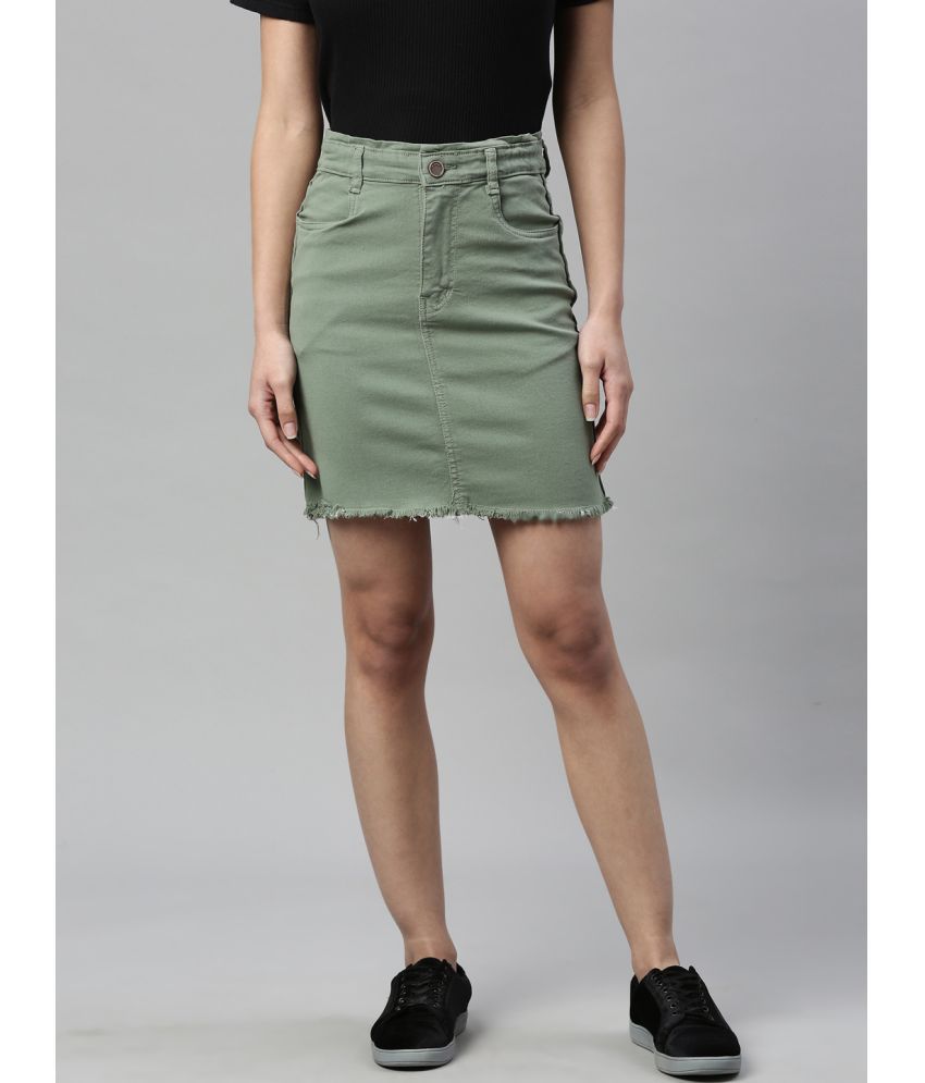     			Zheia Green Denim Women's Straight Skirt ( Pack of 1 )