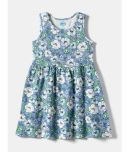 Nauti Nati Blue Cotton Girls A-line Dress ( Pack of 1 )