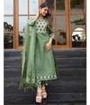 Skylee Silk Blend Printed Kurti With Pants Women's Stitched Salwar Suit - Mint Green ( Pack of 1 )