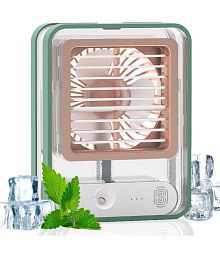Gatih Rechargeable Fan Air Cooler Wood Conditioner Spray Air Conditioner Fan with 500 ml Water Tank Mini AC 1 no.s