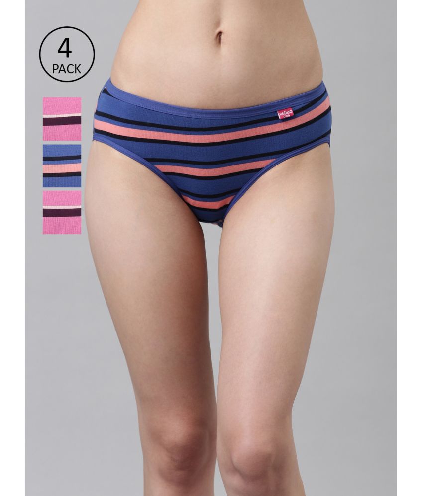     			Dixcy Slimz Multicolor Cotton Striped Women's Bikini ( Pack of 4 )