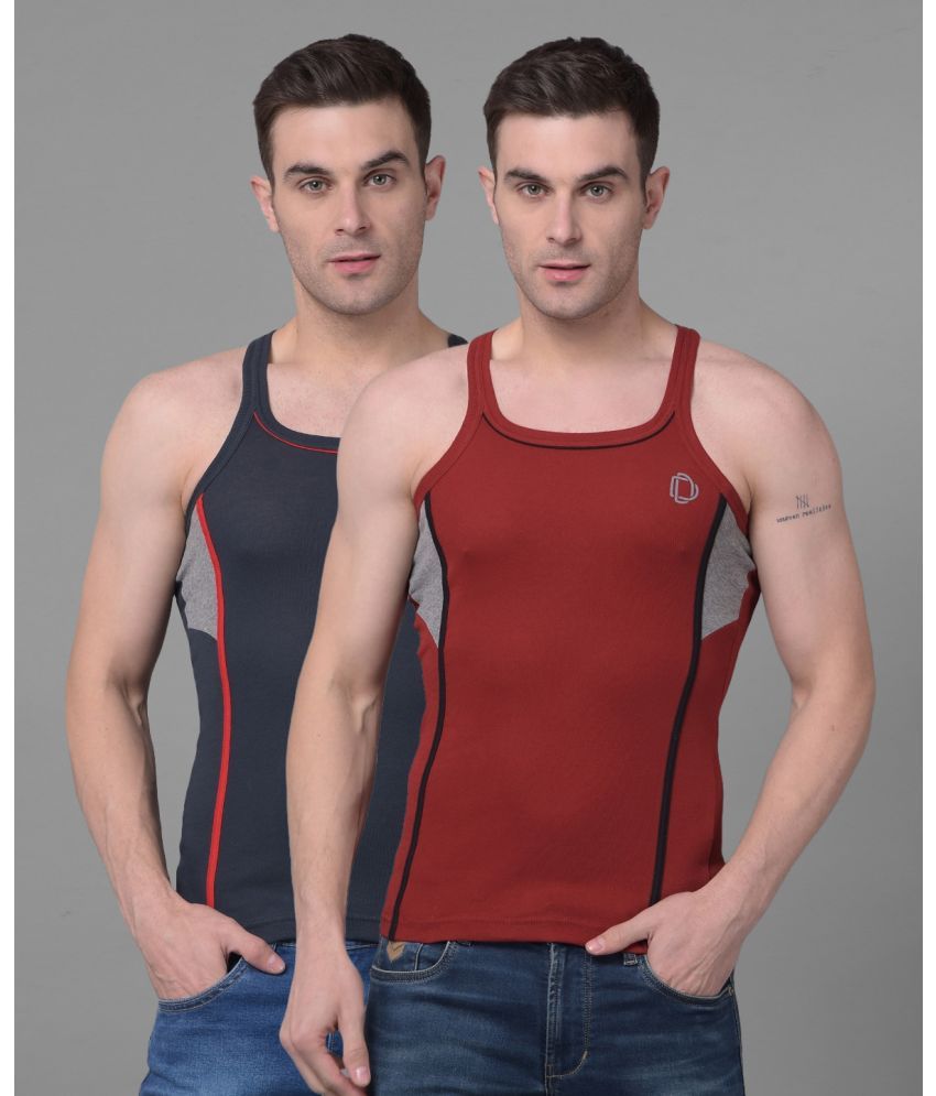     			Pack of 2 Dollar Bigboss Assorted Solid Cotton Blend Men Vest