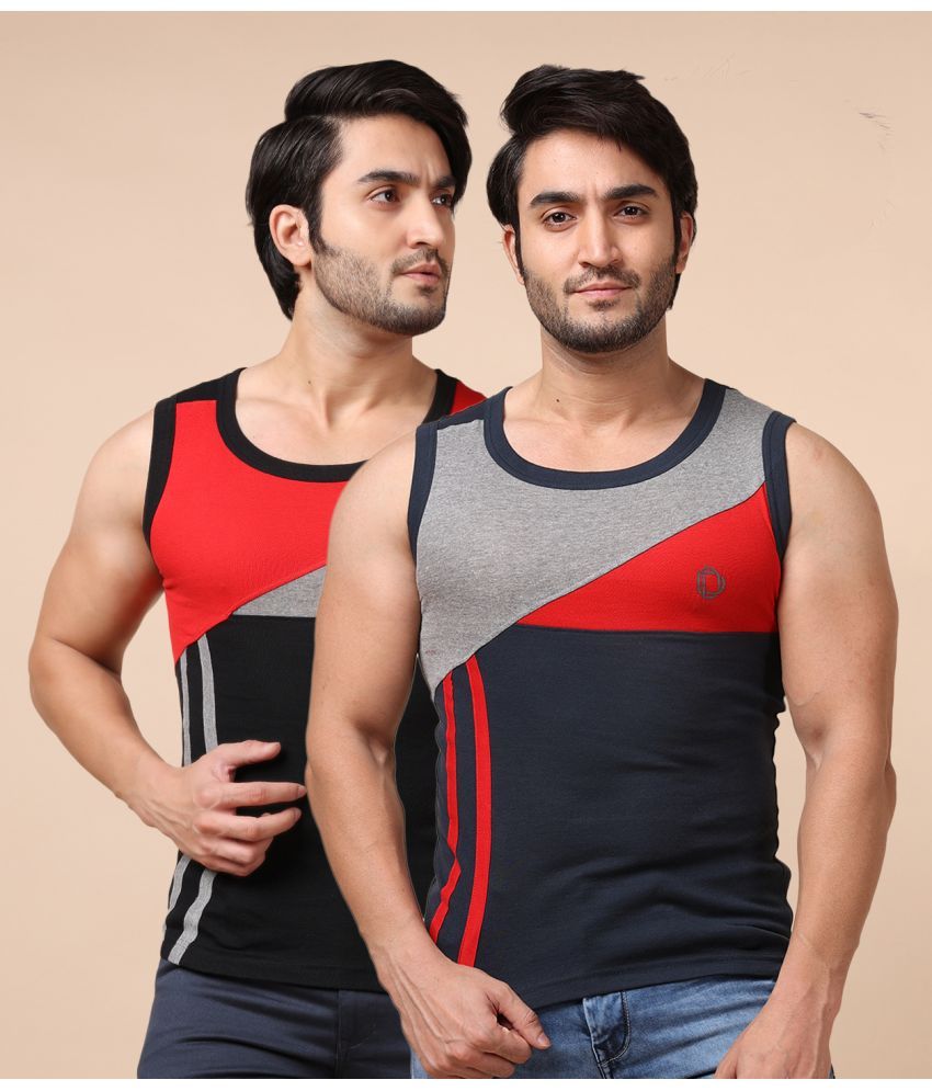     			Pack of 2 Dollar Bigboss Assorted Solid Cotton Blend Men Vest