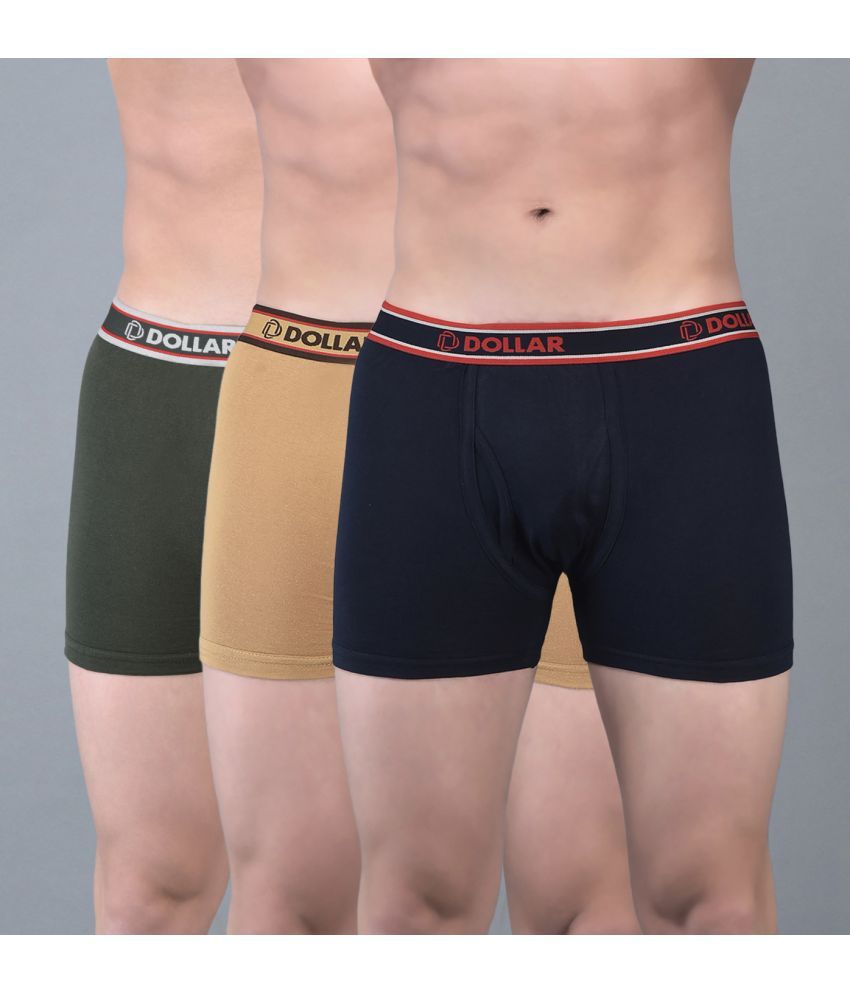     			Pack of 3 Dollar Bigboss Assorted Solid Cotton Blend Men Trunk