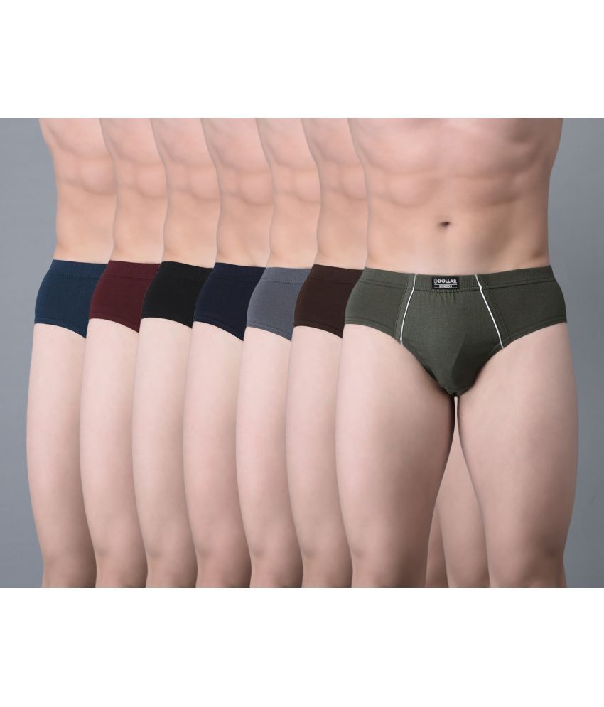     			Pack of 7 Dollar Bigboss Assorted Solid Cotton Blend Men Brief