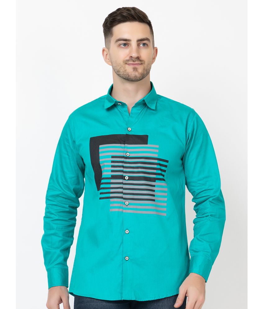     			FREKMAN 100% Cotton Regular Fit Striped Full Sleeves Men's Casual Shirt - Mint Green ( Pack of 1 )