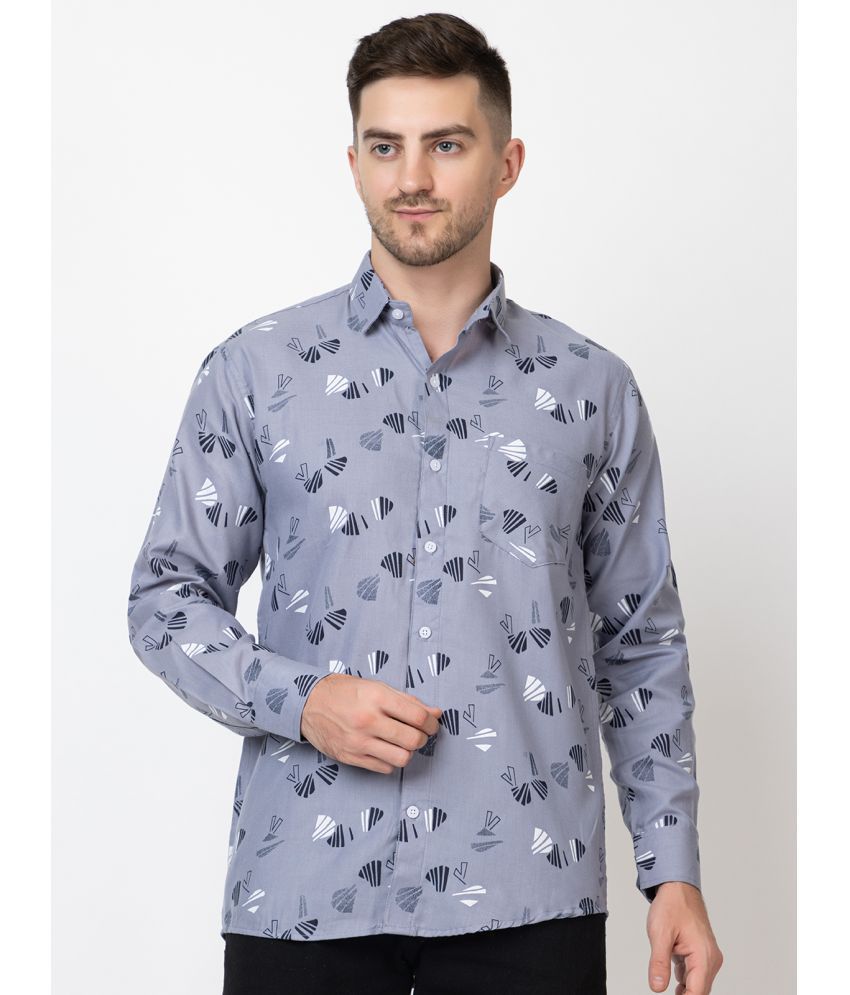     			FREKMAN 100% Cotton Regular Fit Printed Full Sleeves Men's Casual Shirt - Grey ( Pack of 1 )