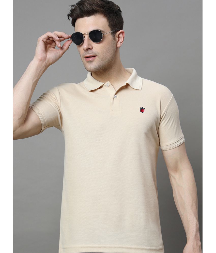     			R.ARHAN PREMIUM Cotton Blend Regular Fit Embroidered Half Sleeves Men's Polo T Shirt - Beige ( Pack of 1 )