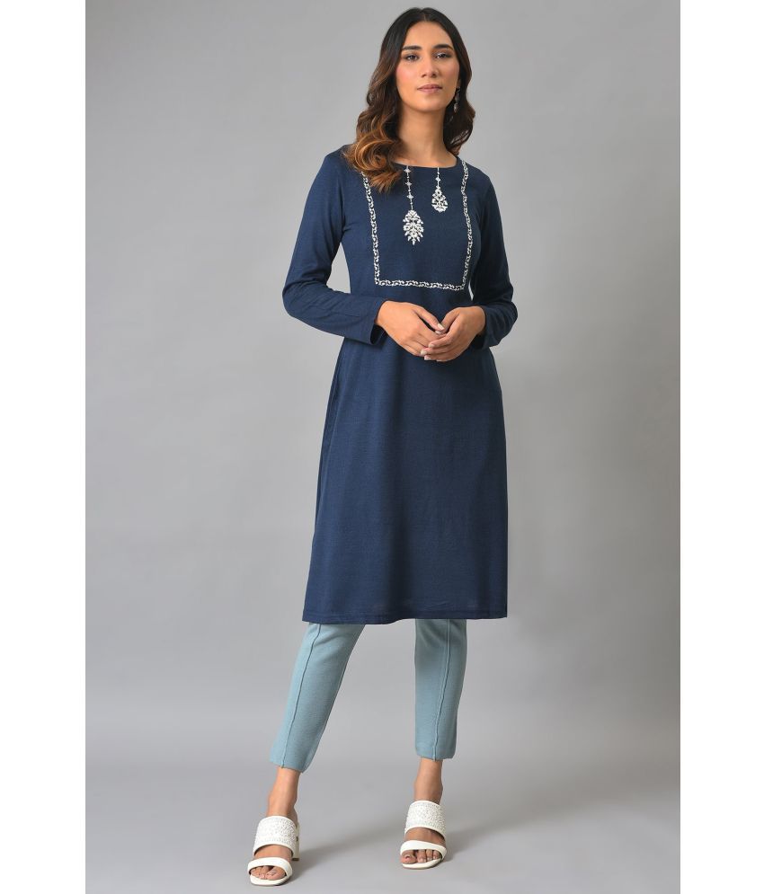    			W Acrylic Solid A-line Women's Kurti - Blue ( Pack of 1 )
