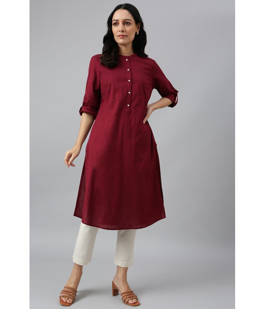     			W Cotton Blend Solid Straight Women's Kurti - Red ( Pack of 1 )