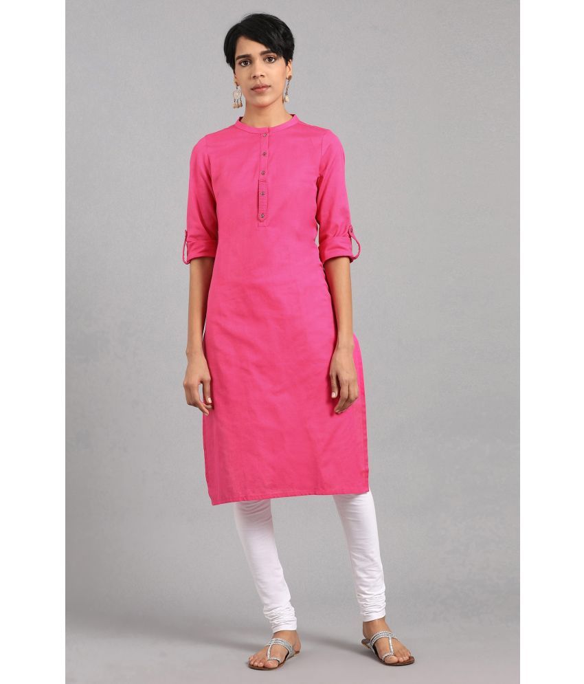     			W Cotton Blend Solid Straight Women's Kurti - Pink ( Pack of 1 )