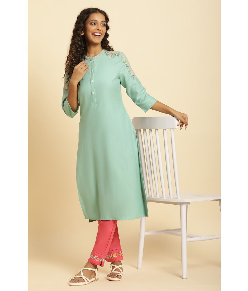     			W Cotton Solid Straight Women's Kurti - Blue ( Pack of 1 )