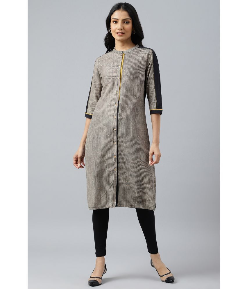     			W Cotton Striped Straight Women's Kurti - Beige ( Pack of 1 )