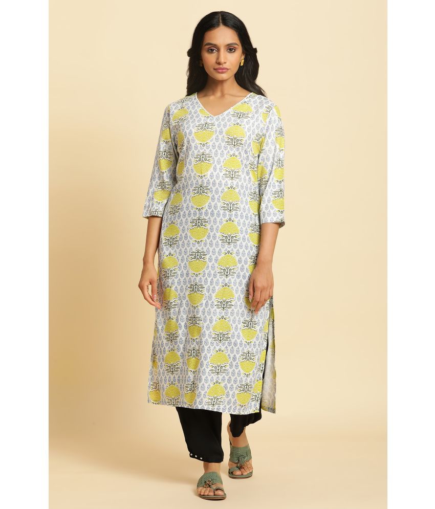     			W Rayon Printed Straight Women's Kurti - White ( Pack of 1 )