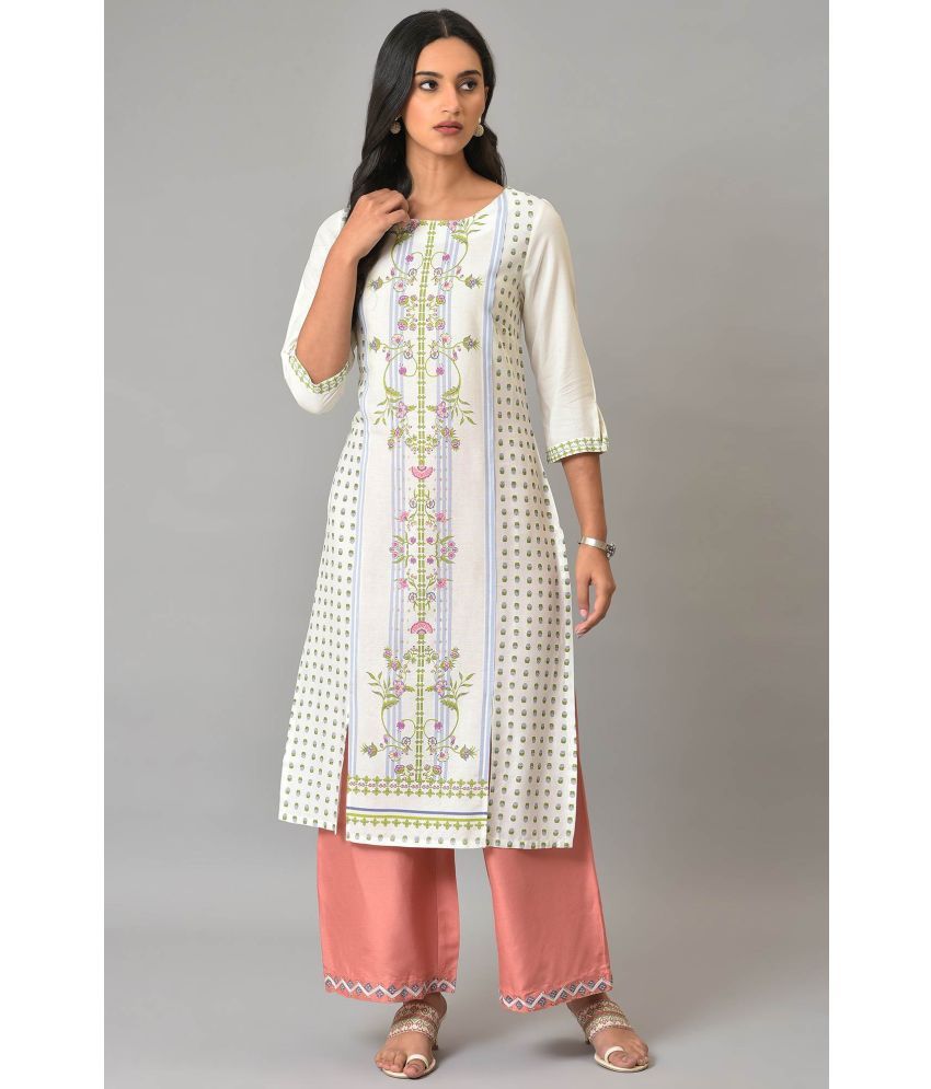     			W Rayon Printed Straight Women's Kurti - White ( Pack of 1 )