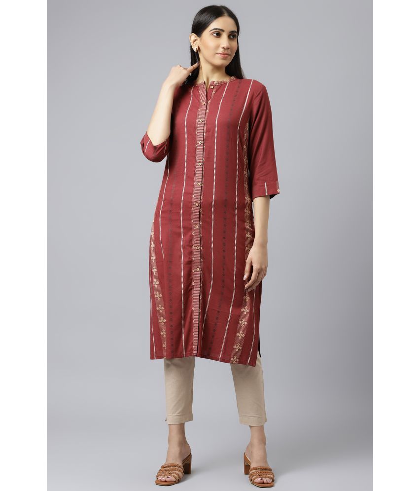     			W Viscose Blend Printed Straight Women's Kurti - Red ( Pack of 1 )