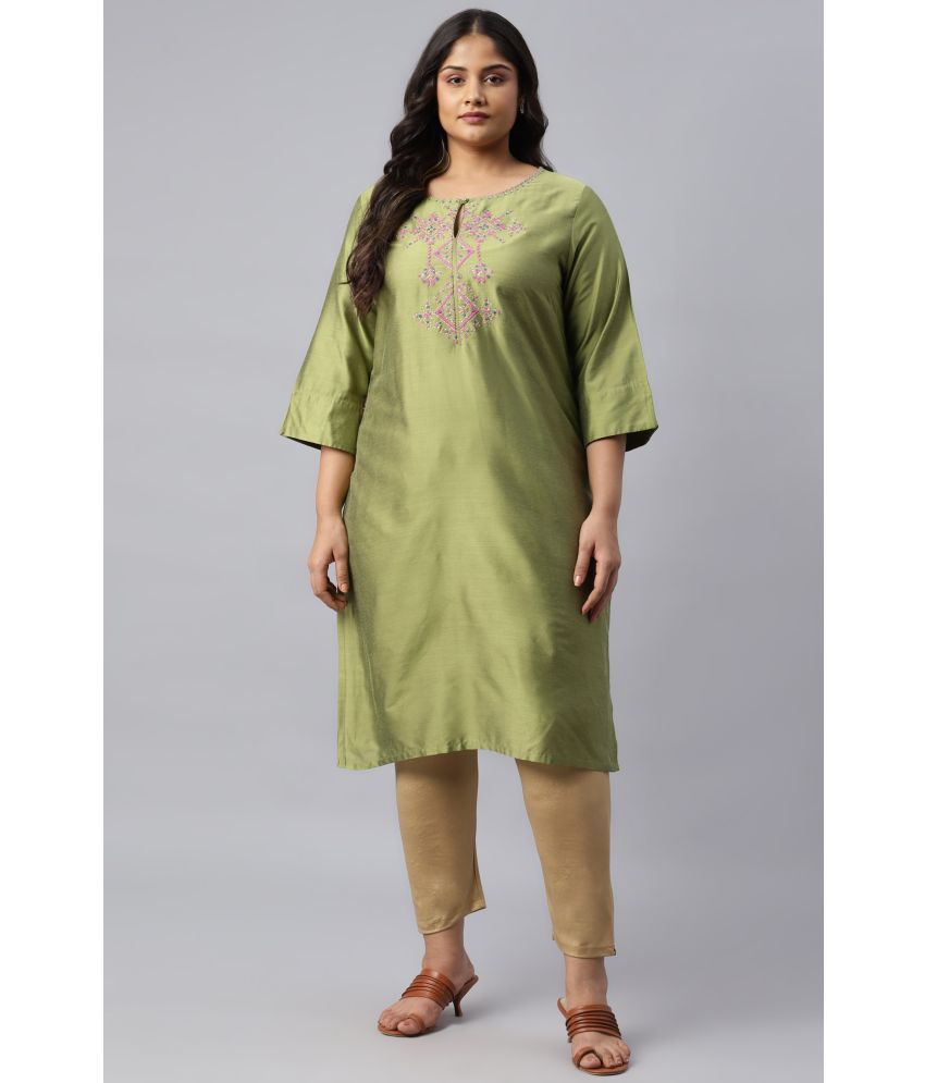     			W Viscose Blend Solid Straight Women's Kurti - Green ( Pack of 1 )