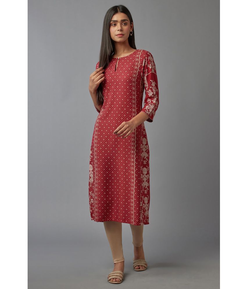     			W Viscose Printed Straight Women's Kurti - Red ( Pack of 1 )