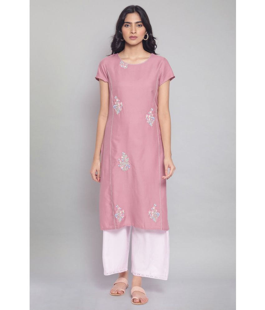     			W Viscose Solid Straight Women's Kurti - Pink ( Pack of 1 )