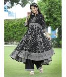 Juniper Polyester Printed Kurti With Palazzo Women's Stitched Salwar Suit - Black ( Pack of 1 )