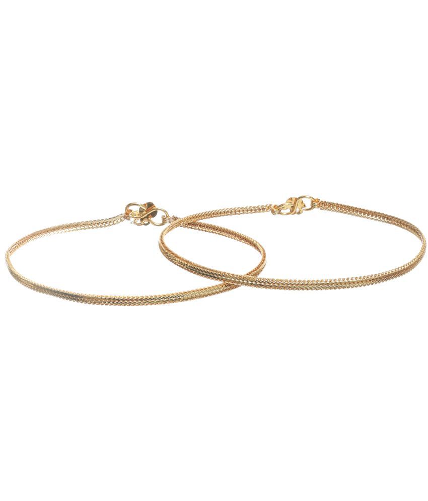     			AATMANA Gold Anklets ( Pack of 2 )