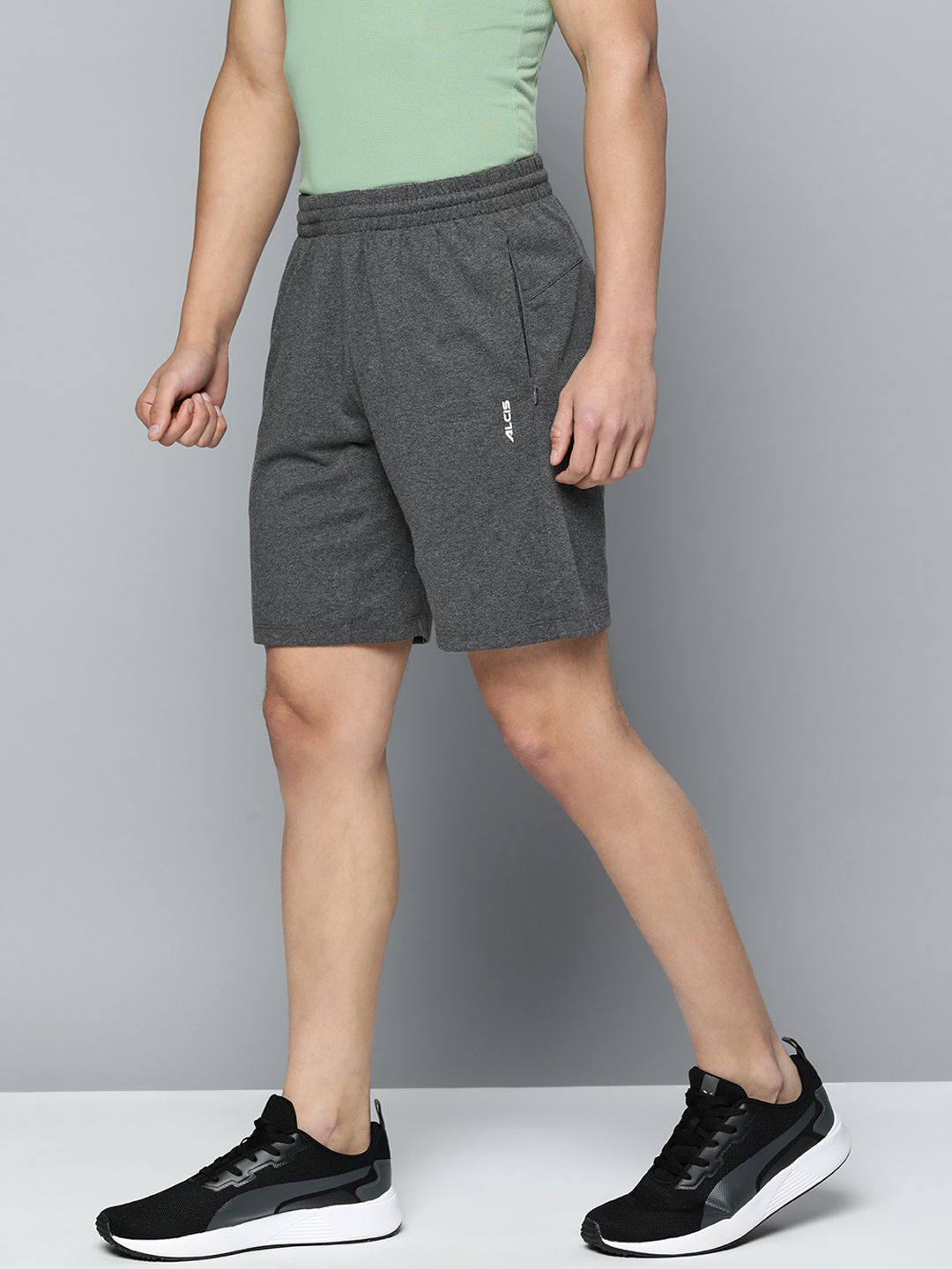     			Alcis Grey Melange Cotton Blend Men's Running Shorts ( Pack of 1 )
