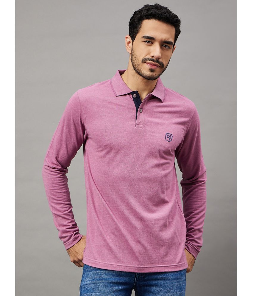     			Club York Cotton Blend Regular Fit Solid Full Sleeves Men's Polo T Shirt - Purple ( Pack of 1 )