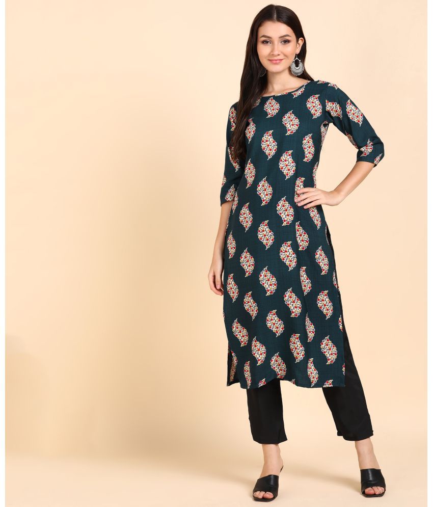     			DSK STUDIO Crepe Printed Kurti With Pants Women's Stitched Salwar Suit - Blue ( Pack of 1 )