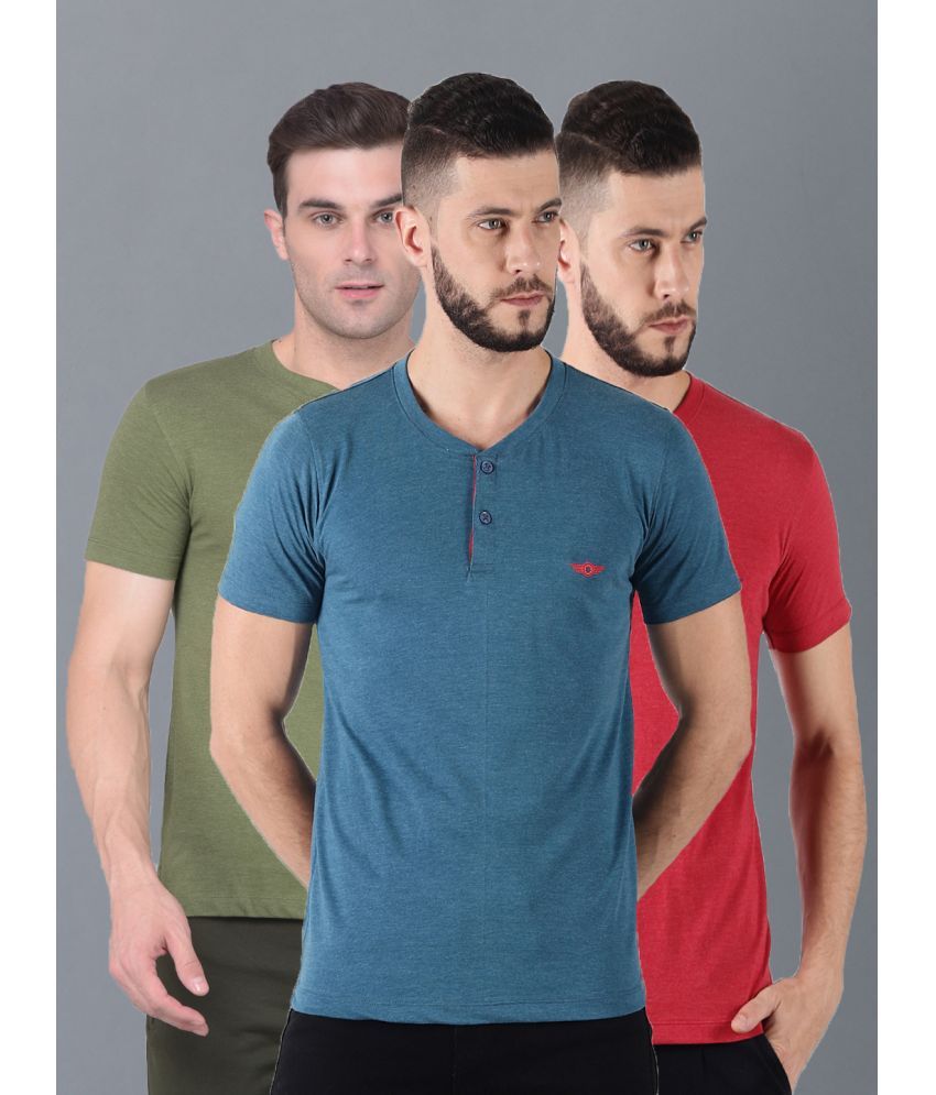     			Force NXT Cotton Blend Regular Fit Solid Half Sleeves Men's T-Shirt - Multicolor ( Pack of 3 )