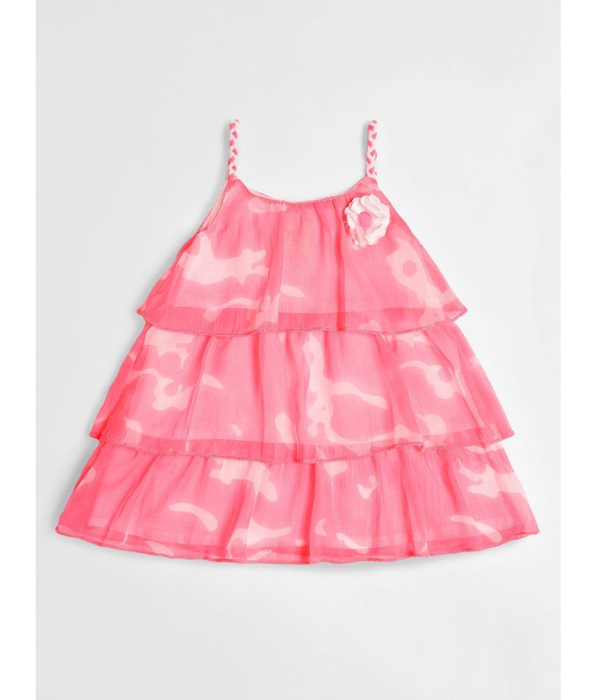     			Nauti Nati Pink Polyester Girls Tiered Dress ( Pack of 1 )